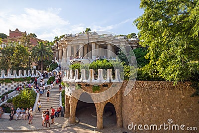 Entrance at the Park Guell designed by Antoni Gaudi, Barcelona Editorial Stock Photo