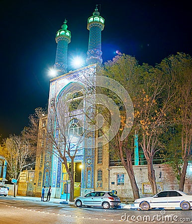 The entrance portal to Hazayer Mosque in Yazd Editorial Stock Photo