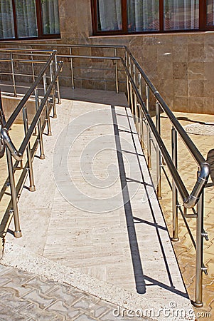 Entrance ramp for handicap persons Stock Photo