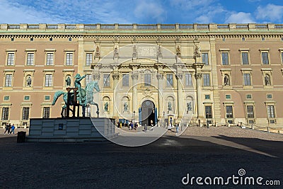 Entrance of the Royal King Palace in Stockholm, Sweden Editorial Stock Photo