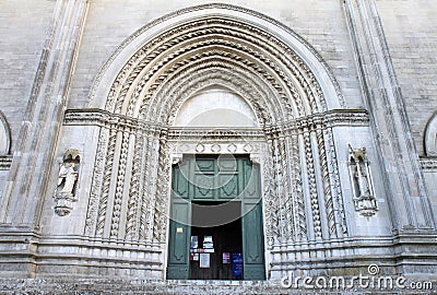 Entrance of San Fortunato in Todi, Italy Editorial Stock Photo