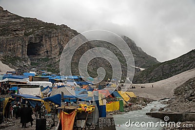 Entrance of Shri Amarnath Cave Temple one of the 51 Shakti Peethas, Kashmir Stock Photo