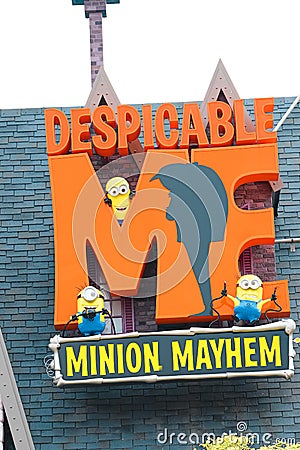 Entrance Sign of Despicable Me Minion Mayhem Editorial Stock Photo