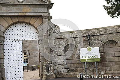 Entrance signboard of Powerscourt Estate - County Wicklow - Ireland nature tour - No. 3 garden in world Editorial Stock Photo