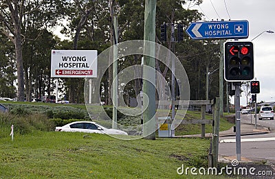 Entrance signs to a major hospital Editorial Stock Photo