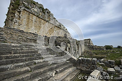 Entrance stairs of Miletus ancient theater Stock Photo