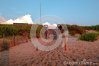 Entrance Stairs to Duck Beach Stock Photo