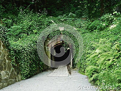 Entrance to the adit of a gold mine in ZÅ‚oty Stok, Poland Stock Photo