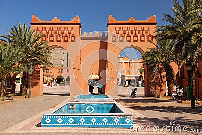 Entrance to Al Mouahidine square. Ouarzazate. Morocco. Editorial Stock Photo