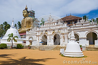 At the entrance to the ancient Buddhist temple. Dikwella Stock Photo