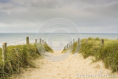 Entrance to the beach on the Dutch west coast near Katwijk, the Netherlands Stock Photo