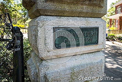 Entrance to the Bonaventure Cemetery in Savannah Georgia Stock Photo