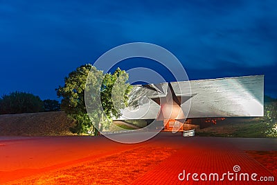 Entrance to Brest fortress at night, Belarus Stock Photo