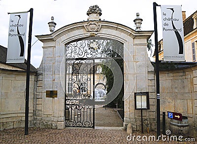 Entrance to Chateau de Pommard, France Editorial Stock Photo