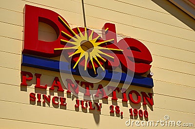 The entrance to the Dole Plantation in Hawaii Editorial Stock Photo