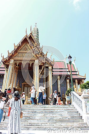 The entrance to the Emerald Buddha temple, Wat Phra Kaew complex in Bangkok, Thailand Editorial Stock Photo