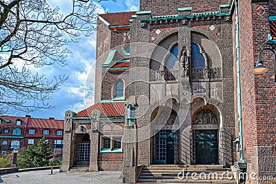Entrance to Engelbrekts church in Stockholm, Sweden Stock Photo