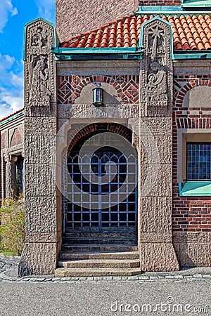 Entrance to Engelbrekts church in Stockholm, Sweden Stock Photo