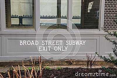 Entrance to the famous Broad Street Subway located in the City Hall courtyard in Philadelphia Editorial Stock Photo