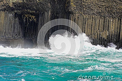 The entrance to Fingal's Cave on the isle of Staffa in Scotland Stock Photo