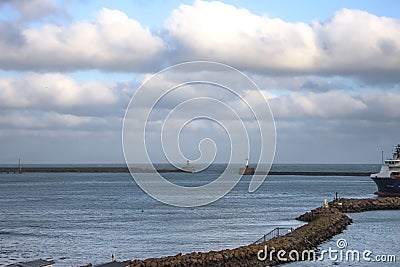 Entrance to the harbour. Peterhead, Scotland. Stock Photo