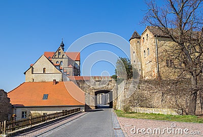Entrance to the historic castle in Seeburg Stock Photo