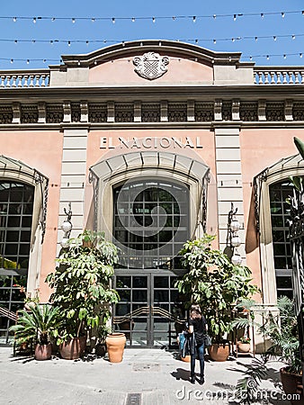 Entrance to the historic galleries `El Nacional`, in the Paseo de gracia of Barcelona, Editorial Stock Photo