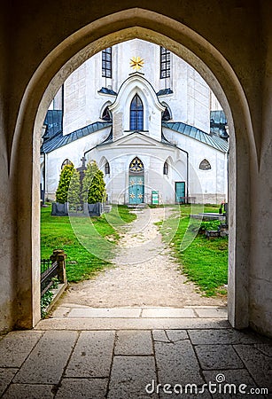 Entrance to John Nepomuk church, Czech Republic Stock Photo