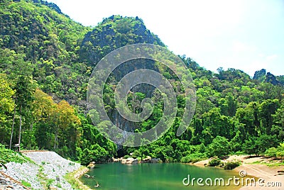 The entrance to Kong Lor Cave in Central Laos Stock Photo