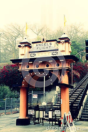 Entrance to the landmark Angels Flight Editorial Stock Photo