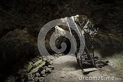 Entrance to Lava Tubes Stock Photo