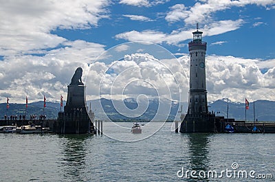 Entrance to Lindau Harbour Stock Photo