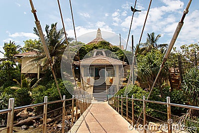 Entrance to Matara Parevi Duwa buddhist temple, Sri Lanka Stock Photo