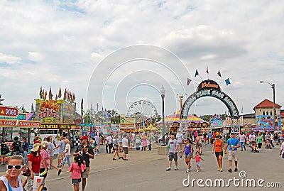 Entrance to the Midway at the Indiana State Fair Editorial Stock Photo