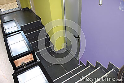 Entrance to the modern colored basement Stock Photo