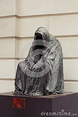 At the entrance to the old Prague Estates Theater the statue of the Commander. Prague, Czech Republic june 2010. Editorial Stock Photo