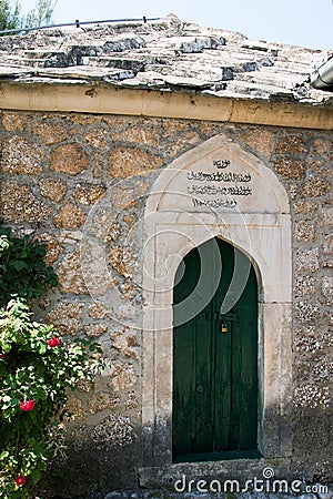 The entrance to the old small house, shelter Editorial Stock Photo