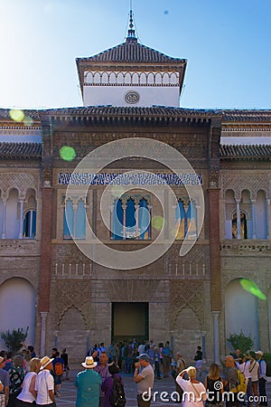 Entrance to the Palace Alcazar in Seville Editorial Stock Photo