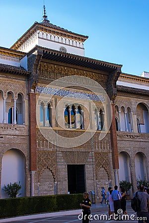 Entrance to the Palace Alcazar in Seville Editorial Stock Photo