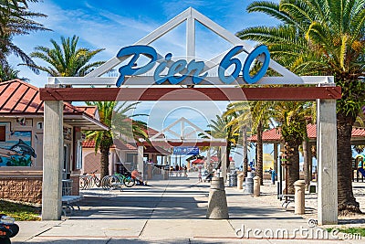 Entrance to Pier 60 at Clearwater Beach - Clearwater, Florida, USA Editorial Stock Photo