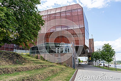 Entrance to the Planetarium building in Warsaw. Copernicus Science Museum Editorial Stock Photo