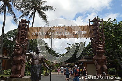 Entrance to the Polynesian Cultural Center. Editorial Stock Photo