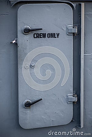 The entrance to a restricted area on a ship Stock Photo