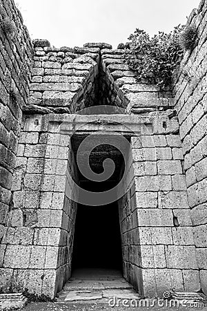 Entrance to a rock tomb. Stock Photo