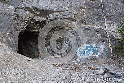 Entrance to Rocky Mountain Vaults and Archives tunnel Stock Photo