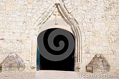 Entrance to Saint-Gervais-Saint-Protais Cathedral in Lectoure Stock Photo