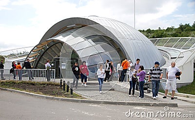 Entrance to salt mine Turda Editorial Stock Photo