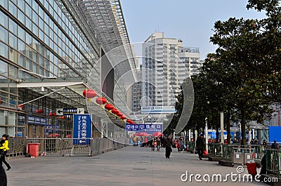 Entrance to Shanghai Railway Station building Editorial Stock Photo