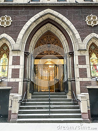 Entrance to Shrine and Parish Church of Holy Innocents, New York City Editorial Stock Photo