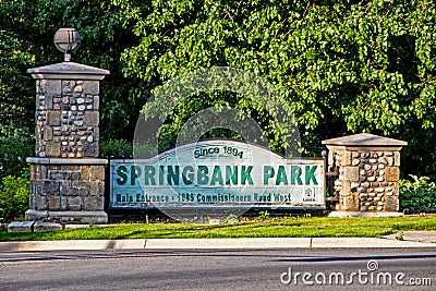 Entrance To Historic Springbank Park In London, Ontario Editorial Stock Photo